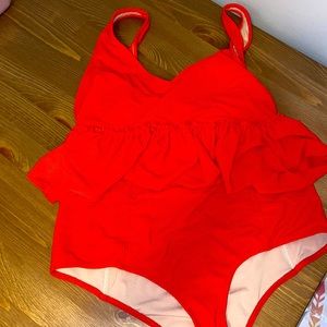Kortni Jeane ribbed red tankini
